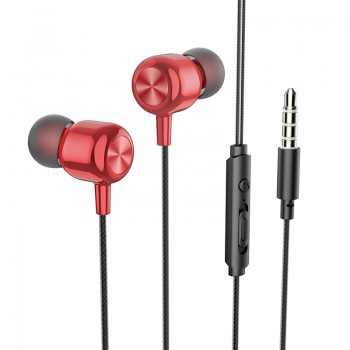 Навушники (дротові) M87 String wired earphones with with microphone 3.5mm, Red flame