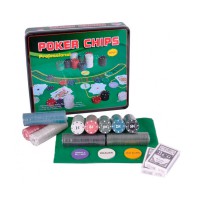 Покерный набор в металлической коробке на 500 фишек с номиналом