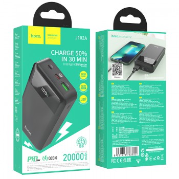 Power Bank Hoco J102A Cool figure PD20W+QC3.0 (20000mAh), Black