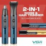Тример VGR 2 в 1 V-626 BLUE, 2 насадки (для носу та волосся)
