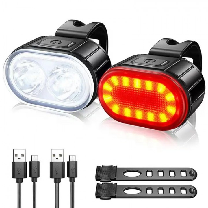 Велокомплект ZH-078-2LED фонарь + STOP-14SMD, waterproof, Li-Ion аккум., ЗУ Type-C