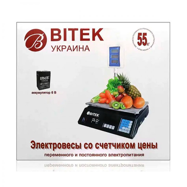 Ваги електронні торгові 55кг 6В зі стійкою BITEK YZ-208+ 4шт 9419