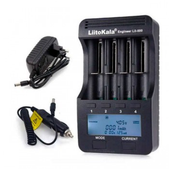 Зарядное устройство LiitoKala Lii-500+АВТОЗАРЯДКА, 4x-10440/ 14500/ 16340/ 17355/ 17500/ 17670/ 18350/ 18490/