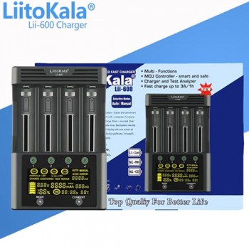 Зарядное устройство LiitoKala Lii-600+АВТОЗАРЯДКА, 14500/ 18650/ 18700/ 18350/ 18450/ 16340/ 14650/ 10440/
