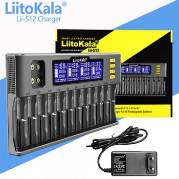 Зарядное устройство LiitoKala Lii-S12, 12x26700/ 26650/ 2170/0 18650/ AA/ 9V