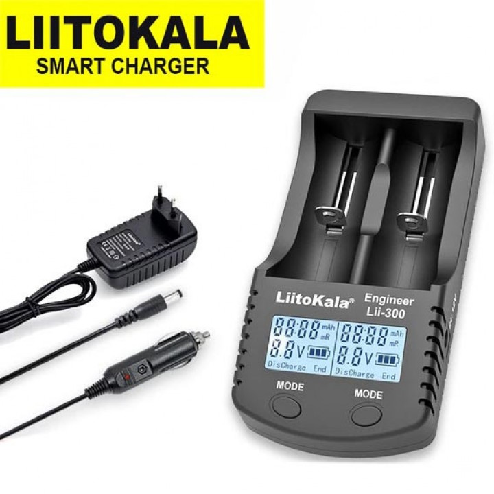 Зарядний пристрій LiitoKala Lii-300, 2хAA/ AAA/ 26650/ 22650/ 18650/ 17670/ 18500/ 18350/ 17500/ 17335/ 14500/ 16340/ 10440