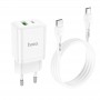 Сетевое зарядное устройство Home Charger N28 Founder PD20W+QC3.0 (Type-C to Type-C)(EU), White