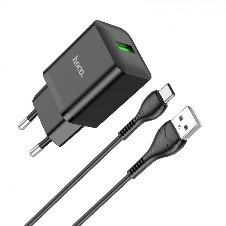 Мережевий зарядний пристрій Home Charger N26 Maxim single port QC3.0 (Type-C)(EU), Black