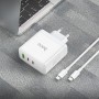 Мережевий зарядний пристрій N30 Glory PD65W three-port(2C1A) fast charger set(Type-C to Type-C)(EU), White