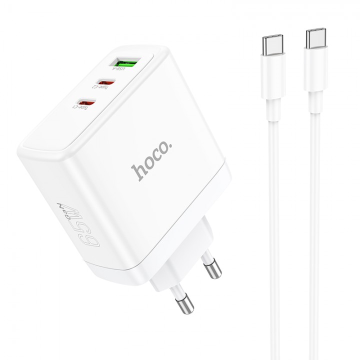 Мережевий зарядний пристрій N30 Glory PD65W three-port(2C1A) fast charger set(Type-C to Type-C)(EU), White