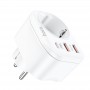 Мережевий зарядний пристрій Home Charger NS3 Multifunctional socket(including 1C2A PD20W fast charge)(EU/GER), White
