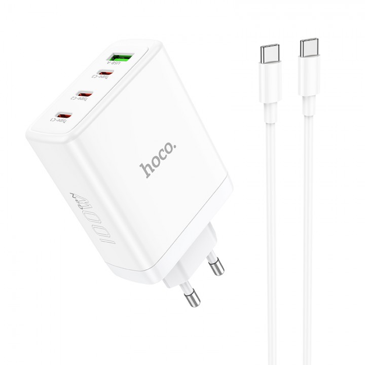 Мережевий зарядний пристрій N31 Leader PD100W four-port(3C1A) fast charger set(Type-C to Type-C)(EU), White