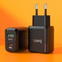 Мережевий зарядний пристрій N5 Favor dual port PD20W+QC3.0 charger(EU), Black