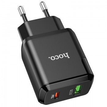 Сетевое зарядное устройство Home Charger N5 Favor dual port PD20W+QC3.0 charger(EU), Black