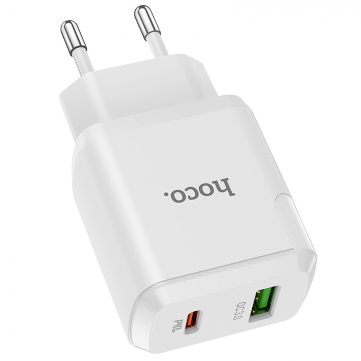 Мережевий зарядний пристрій N5 Favor dual port PD20W+QC3.0 charger(EU), White