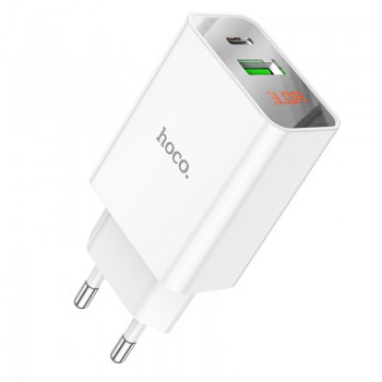 Сетевое зарядное устройство Home Charger C100A PD20W+QC3.0 charger with digital display(EU), White