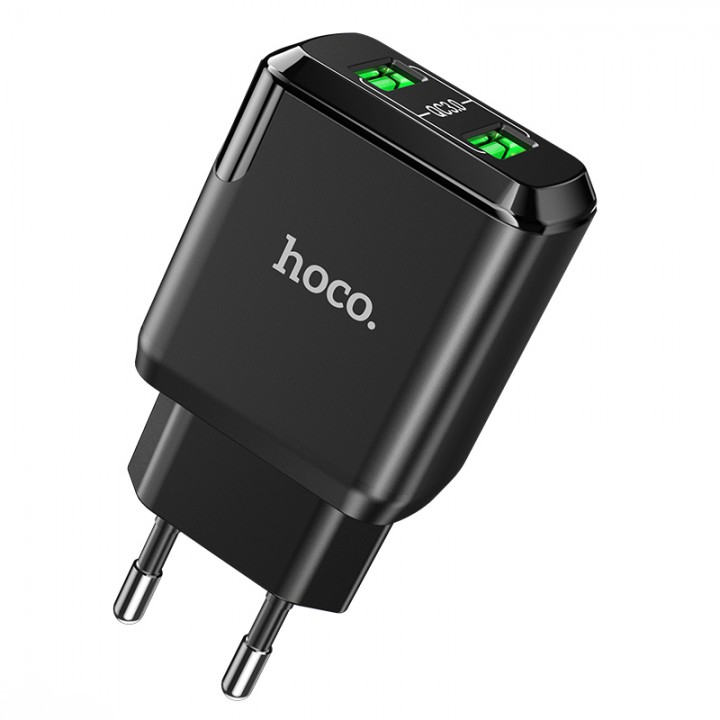 Сетевое зарядное устройство Home Charger N6 Charmer dual port QC3.0 charger(EU), Black