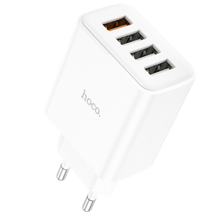 Сетевое зарядное устройство Home Charger C102A Fuerza QC3.0 four-port charger(EU), White