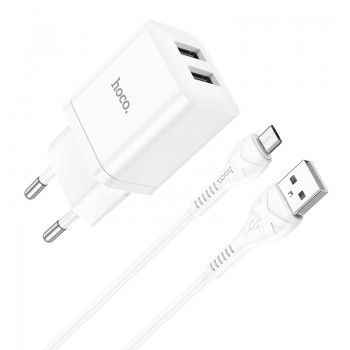 Сетевое зарядное устройство Home Charger N25 Maker dual port (Micro)(EU), White