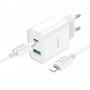 Мережевий зарядний пристрій Home Charger C80A Plus Rapido PD20W+QC3.0 (Type-C to iP)(EU), White