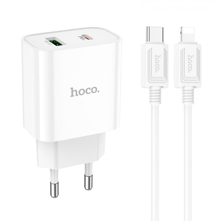 Мережевий зарядний пристрій Home Charger C80A Plus Rapido PD20W+QC3.0 (Type-C to iP)(EU), White