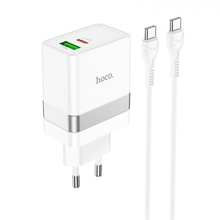 Сетевое зарядное устройство Home Charger N21 Extension speed PD30W+QC3.0 (Type-C to Type-C)(EU), White