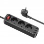 Мережевий зарядний пристрій NS2 3-position extension cord socket(including 3*USB output)(EU/GER), Black