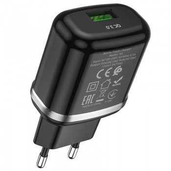 Мережевий зарядний пристрій Home Charger N3 Special single port QC3.0 charger(EU), Black